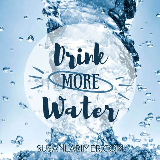 picture of swirling water with the words "drink more water"