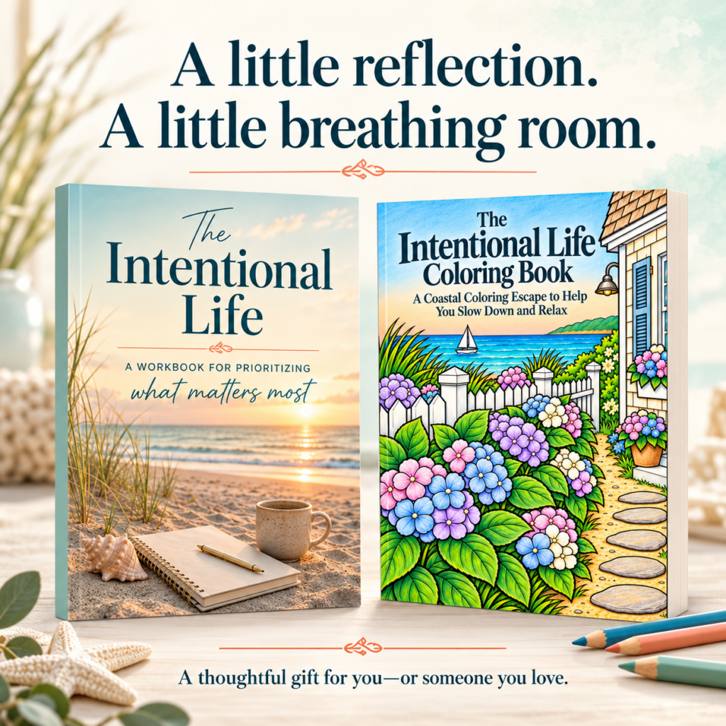 The Intentional Life Workbook and The Intentional Life Coloring Book displayed together
