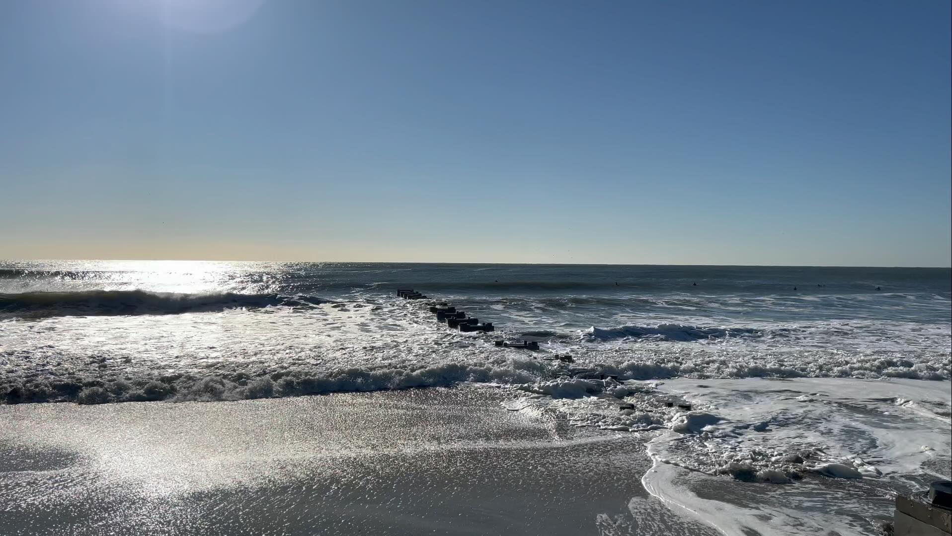 Huge waves today! High tide and a full moon.